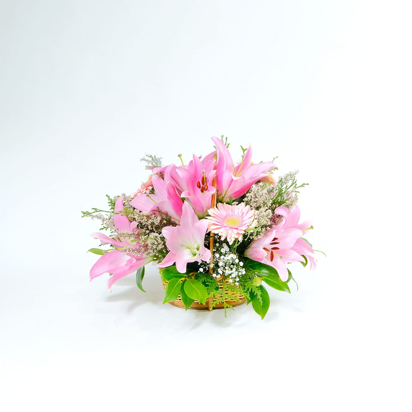 Cesta de lilium rosa